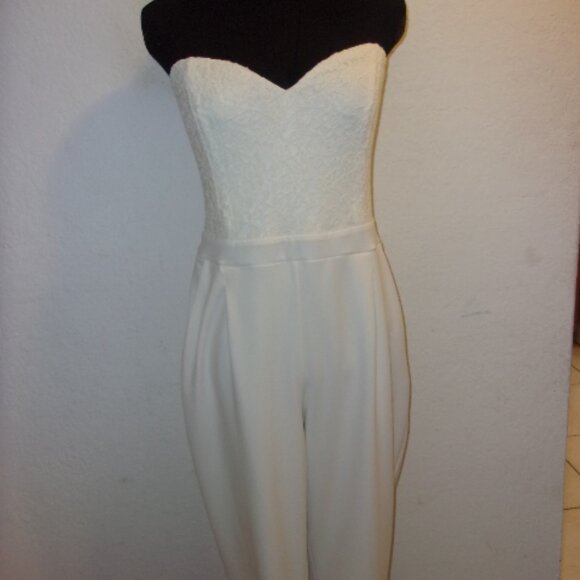 Express Pants - EXPRESS BEIGE STRAPLESS JUMPSUIT 14